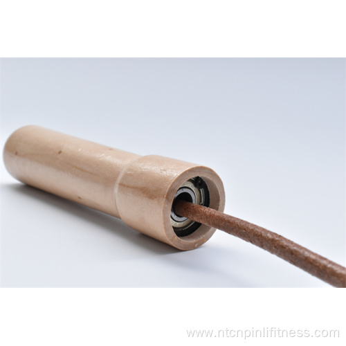 Leather jump rope with Eco friendly wooden handle.